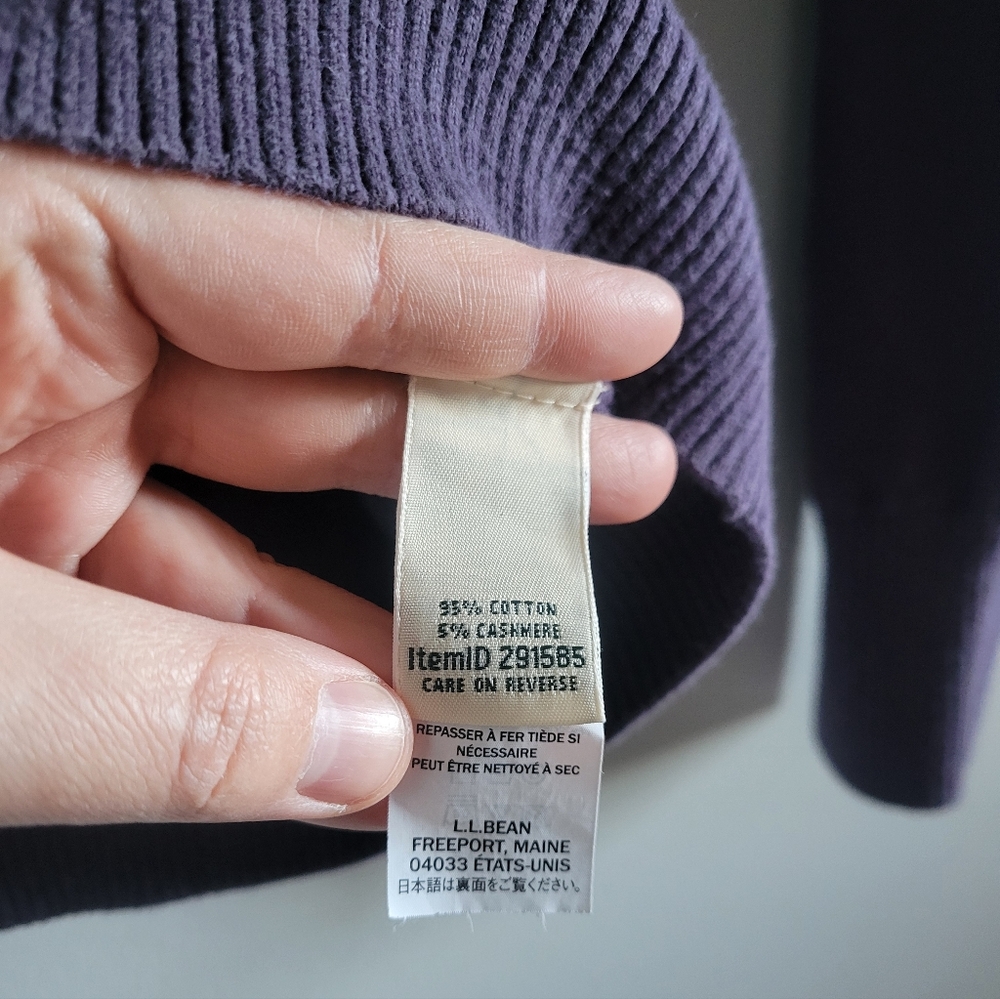 L.L. Bean Plum Purple Cotton/Cashmere Turtleneck Sweater Womens Medium - Picture 6 of 7